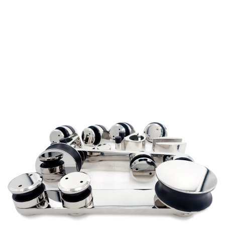 AK-009-PC Комплект фурнитуры для раздвижной системы, SUS304, Хром глянцевый