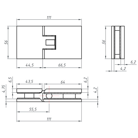 Петля стекло-стекло с  крышками, хром, латунь H1203-СR/brass