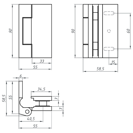 Петля стена-стекло с крышкой 90°,черный матовый, латунь H79L-BLK/brass