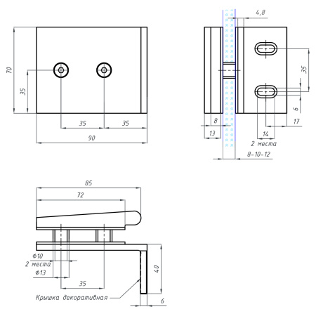 K03-200WG/brass Коннектор, стекло-стена 90°, белый глянец, латунь