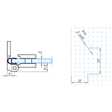 Петля стена-стекло с крышкой 90°,черный матовый, латунь H79L-BLK/brass