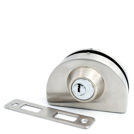 LC-09A-SSS Замок с ответной планкой в стену, полукруглый поворотный язычок, Хром Матовый