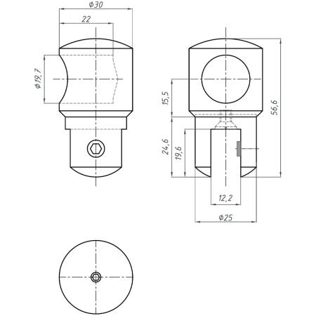 D02-508BLK/brass Держатель стекла ф19, черный матовый, латунь