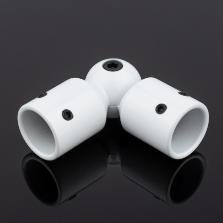 S02-510WM/brass Соединитель трубы ф19 90°-180°, белый матовый, латунь