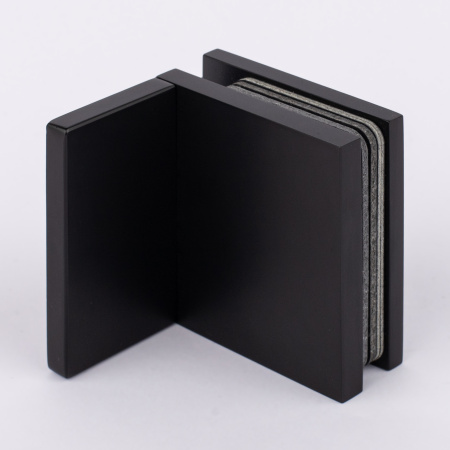 Коннектор стена-стекло с крышкой 90°,черный матовый, латунь H41-BLK/brass