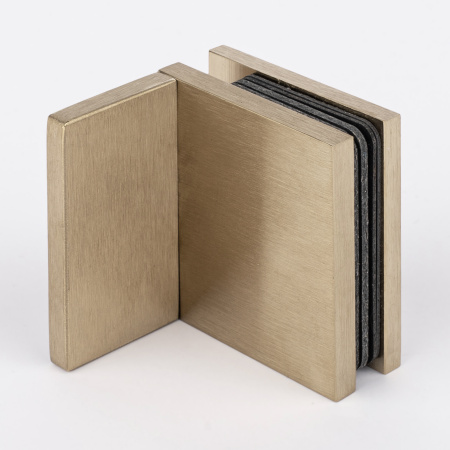 Коннектор стена-стекло с  крышкой 90°, брашированное золото, латунь H41-BGD/brass