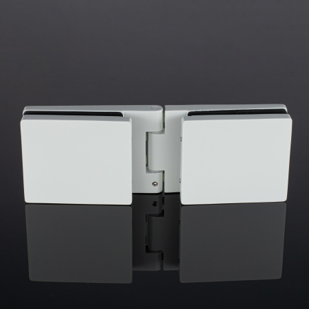 P03-100WG/brass Петля стекло-стекло с защелкивающимися крышками, белый глянец, латунь