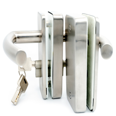 LC-04E-MC Замок для стеклянной двери  с ответной частью на стекло, Хром Матовый