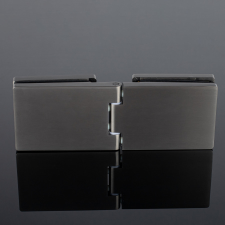 P03-100GRF/brass Петля стекло-стекло с защелкивающимися крышками, графит матовый, латунь