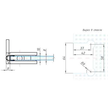 Петля стена-стекло с крышкой 90°, хром, латунь H5-СR/brass