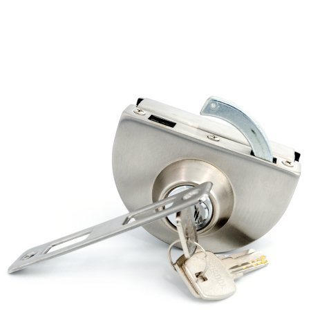 LC-09A-SSS Замок с ответной планкой в стену, полукруглый поворотный язычок, Хром Матовый