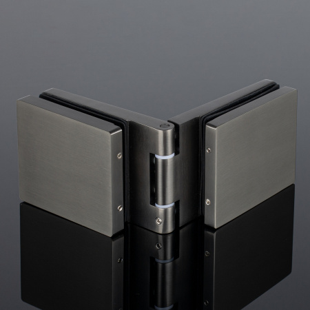 P03-100GRF/brass Петля стекло-стекло с защелкивающимися крышками, графит матовый, латунь P03-100GRF/brass Петля стекло-стекло с защелкивающимися крышками, графит матовый, латунь