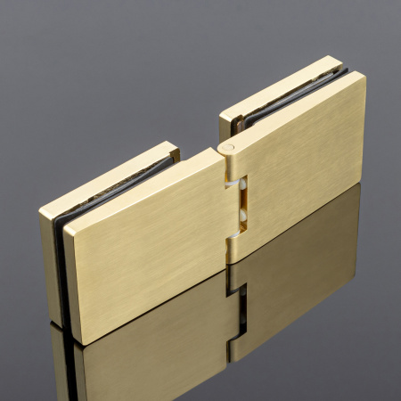 P03-100BGD/brass Петля стекло-стекло с защелкивающимися крышками, брашированное золото, латунь