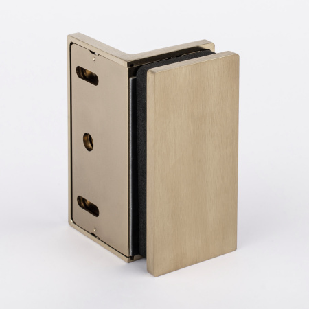 Коннектор стена-стекло с  крышкой 90°, брашированное золото, латунь H4650-BGD/brass