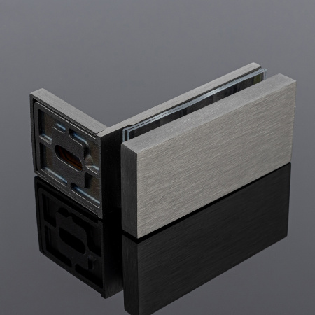 K02-204GFM/sus304 Коннектор стена-стекло 90˚ с пластиной, графит матовый, sus304