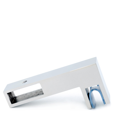 CK-108D30-PC Коннектор трек-стекло 90° прямоугольный,сквозной, 30*10, Хром глянцевый