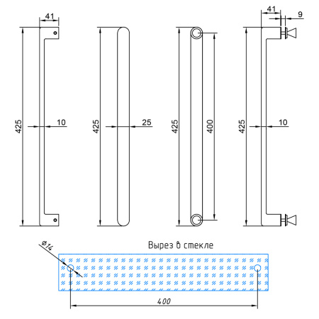 RP02-301BLK/sus304 Ручка полотенцесушитель-скоба, нержавеющая сталь sus304, черный матовый
