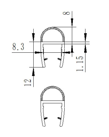 PVH04-906BKL8 Уплотнительный ПВХ профиль для стекла 8мм, 2500 мм, premium PVH04-906BKL8 Уплотнительный ПВХ профиль для стекла 8мм, 2500 мм, premium