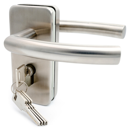 LC-04A-MC  Замок для стеклянной двери с ответной частью на стену, Хром Матовый