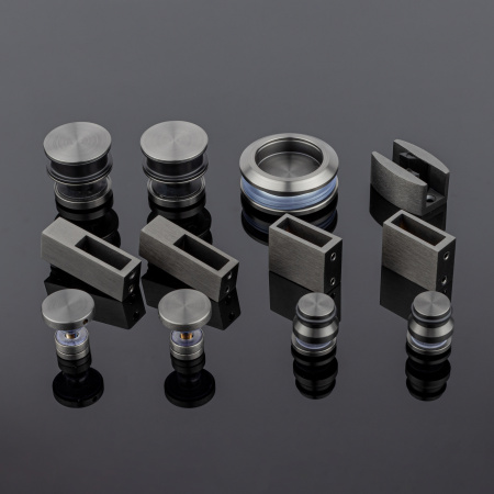 RS02-400GFM/SUS304 Комплект раздвижной системы для стеклянных душевых кабин, графит матовый, SUS304