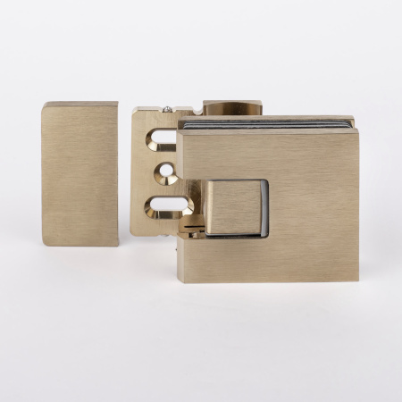 Петля стена-стекло с  крышкой 90°, брашированное золото, латунь H54-BGD/brass