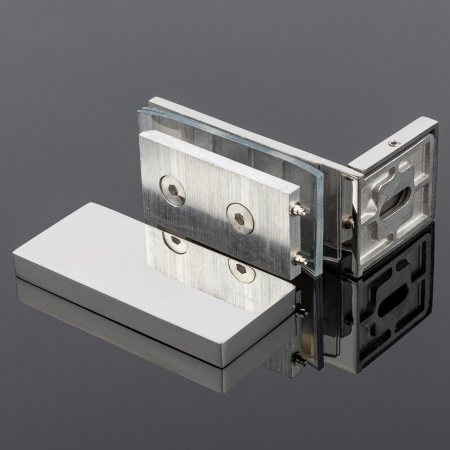 K02-204CR/sus304 Коннектор стена-стекло 90˚ с пластиной, хром, sus304