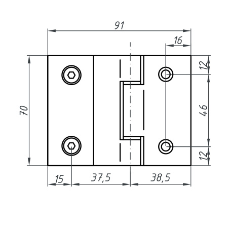 P03-103BLK/brass Петля стена-стекло 90°, черный матовый, латунь