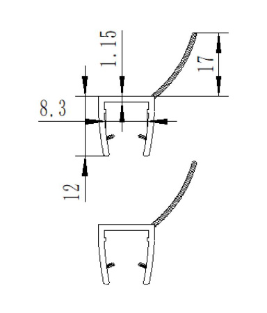PVH04-911KW8 Уплотнительный профиль ПВХ для стекла 8 мм, 2500мм 9